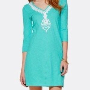 Lilly Pulitzer Tidewater Tunic Dress Women’s Sz XS Teal Cotton Soft Stretchy